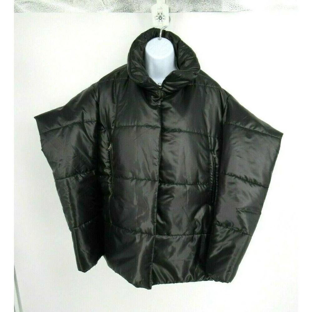New Aakasha Black Puffer Jacket Coat Asymmetric Extravagant Winter Gym — image 4 of 8